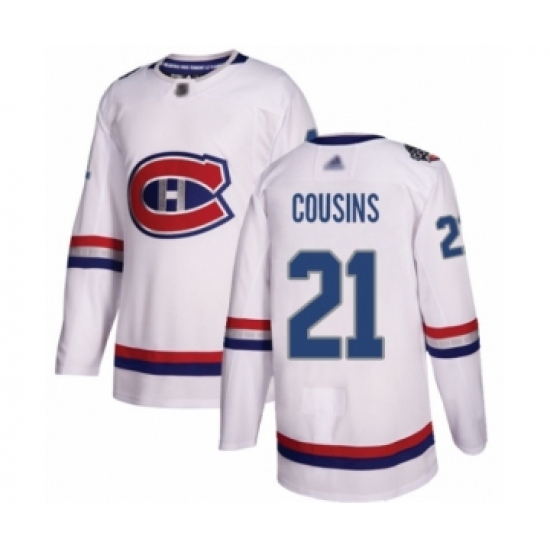 Men's Montreal Canadiens #21 Nick Cousins Authentic White 2017 100 Classic Hockey Jersey - Ujersey