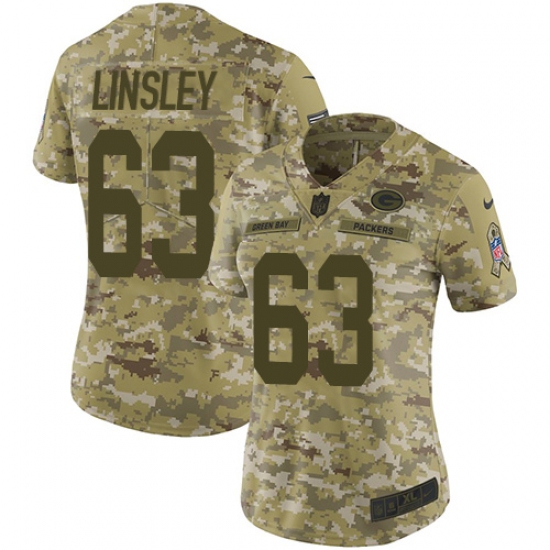 Women's Nike Green Bay Packers #63 Corey Linsley Limited Camo 2018 Salute to Service NFL Jersey - Ujersey