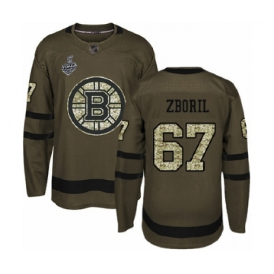 Youth Boston Bruins #67 Jakub Zboril Authentic Green Salute to Service 2019 Stanley Cup Final Bound Hockey Jersey - Ujersey