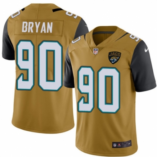 Youth Nike Jacksonville Jaguars #90 Taven Bryan Limited Gold Rush Vapor Untouchable NFL Jersey - Ujersey