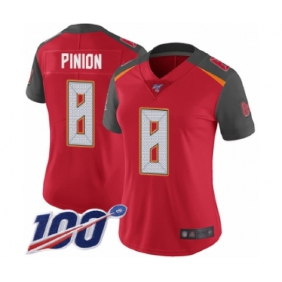 Women's Tampa Bay Buccaneers #8 Bradley Pinion Red Team Color Vapor Untouchable Limited Player 100th Season Football Jersey - Ujersey