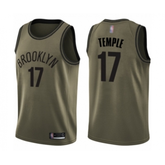 Youth Brooklyn Nets #17 Garrett Temple Swingman Green Salute to Service Basketball Jersey
