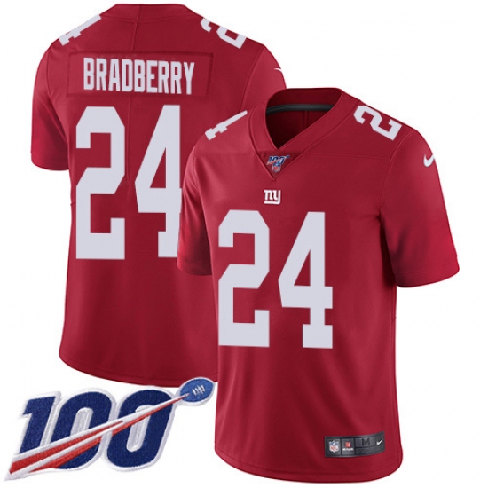 Nike New York Giants #24 James Bradberry Red Alternate Men's Stitched NFL 100th Season Vapor Untouchable Limited Jersey - Ujersey