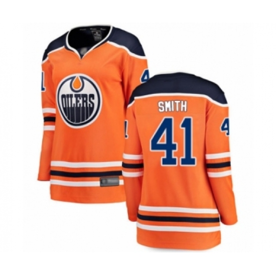 Women's Edmonton Oilers #41 Mike Smith Authentic Orange Home Fanatics Branded Breakaway Hockey Jersey