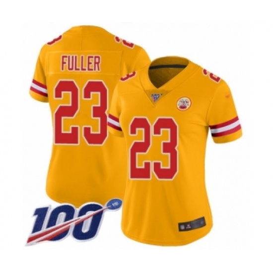 Women's Kansas City Chiefs #23 Kendall Fuller Limited Gold Inverted Legend 100th Season Football Jersey - Ujersey