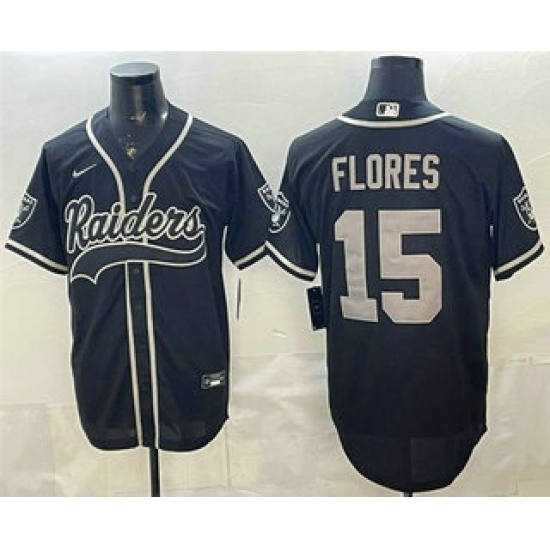 Men's Las Vegas Raiders #15 Tom Flores Black Cool Base Stitched Baseball Jersey - Ujersey