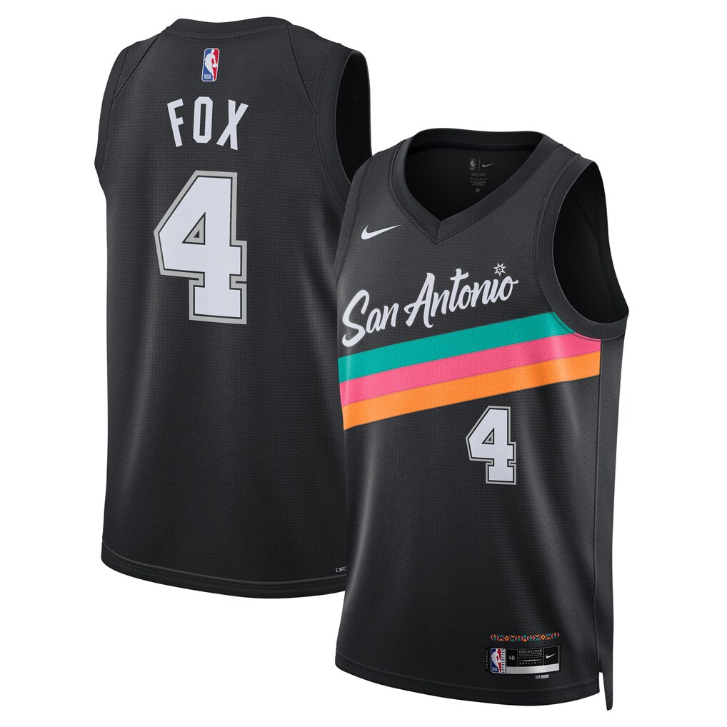 Unisex San Antonio Spurs De'Aaron Fox Nike Black 2025/26 Swingman Jersey - City Edition - Ujersey