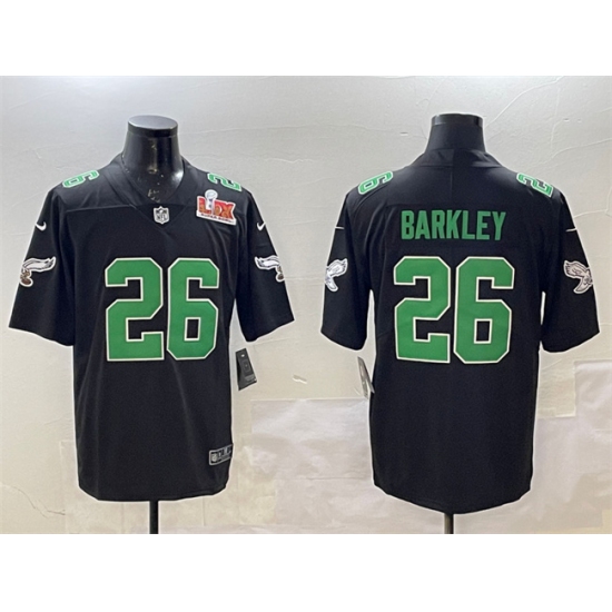 Men's Philadelphia Eagles #26 Saquon Barkley Black 2025 Super Bowl LIX Throwback Vapor Untouchable Limited Football Stitched Jersey - Ujersey