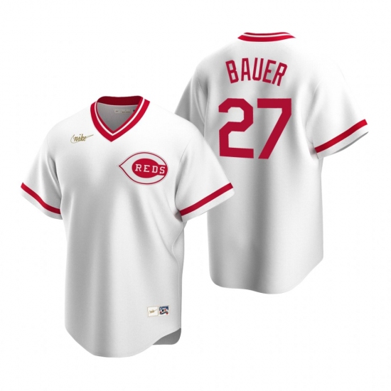 Men's Nike Cincinnati Reds #27 Trevor Bauer White Cooperstown Collection Home Stitched Baseball Jersey - Ujersey