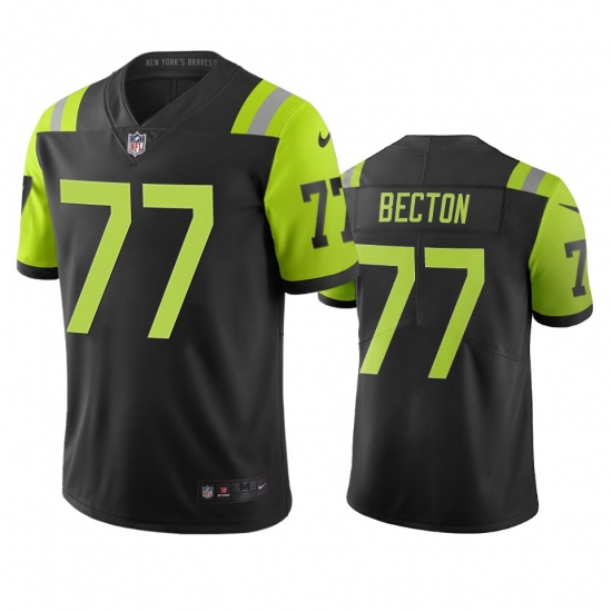 Men's New York Jets #77 Mekhi Becton Black Green City Edition Vapor Limited Jersey - Ujersey