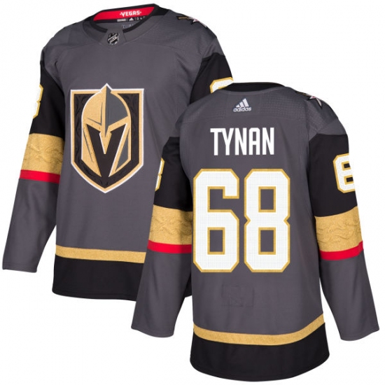 Men's Adidas Vegas Golden Knights #68 T.J. Tynan Authentic Gray Home NHL Jersey - Ujersey