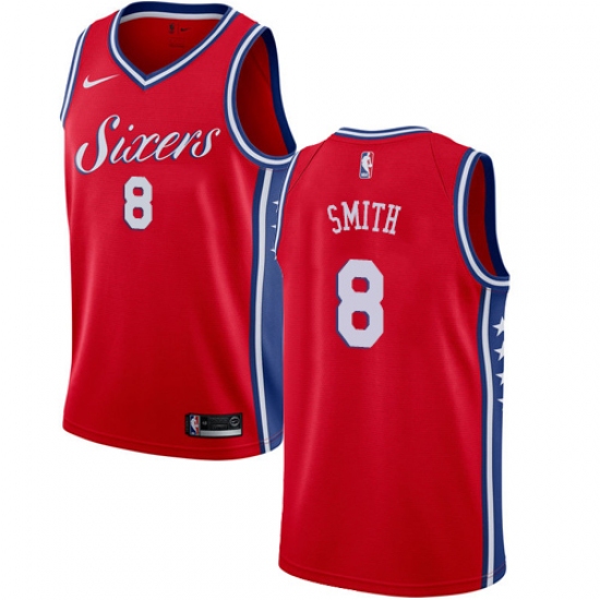 Women's Nike Philadelphia 76ers #8 Zhaire Smith Swingman Red NBA Jersey Statement Edition - Ujersey