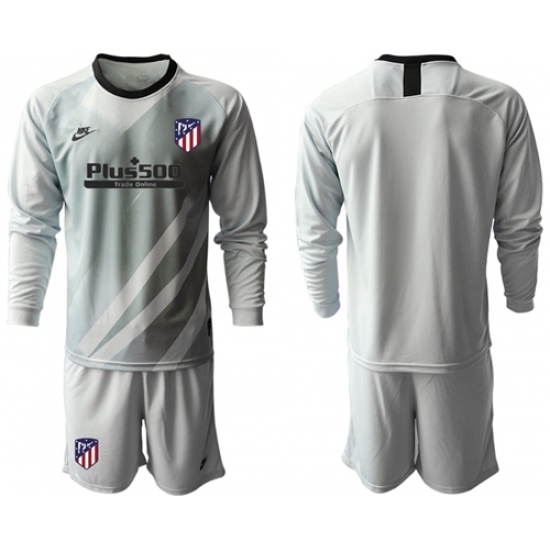 Atletico Madrid Blank Grey Goalkeeper Long Sleeves Soccer Club Jersey