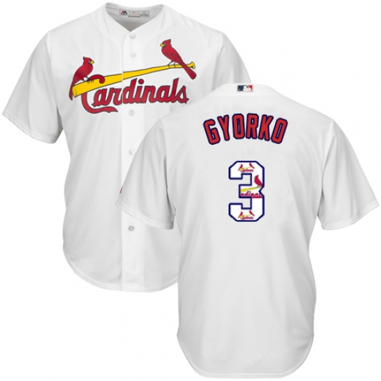 Men's Majestic St. Louis Cardinals #3 Jedd Gyorko Authentic White Team Logo Fashion Cool Base MLB Jersey - Ujersey