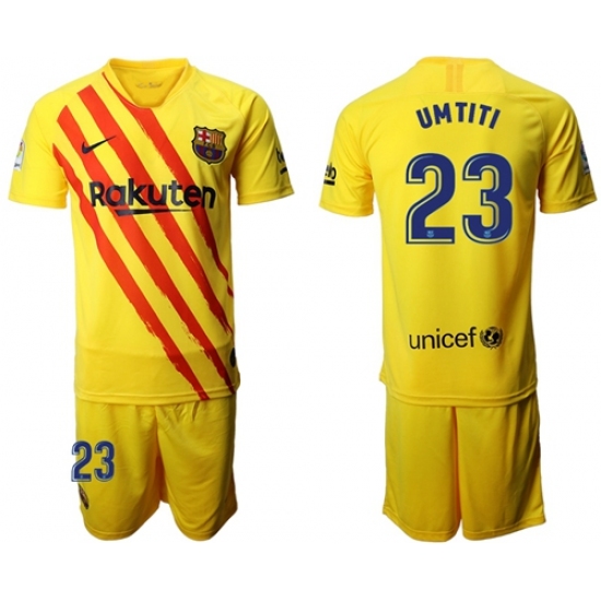 Barcelona #23 Umtiti Yellow Soccer Club Jersey