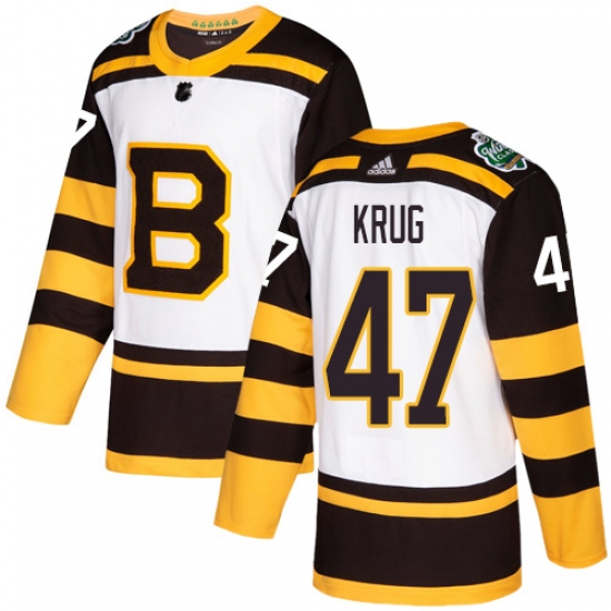 Youth Adidas Boston Bruins #47 Torey Krug Authentic White 2019 Winter Classic NHL Jersey - Ujersey