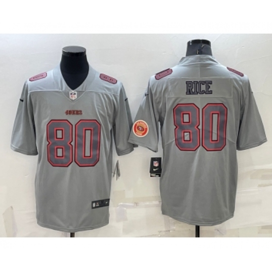 Men's San Francisco 49ers #80 Jerry Rice LOGO Grey Atmosphere Fashion 2022 Vapor Untouchable Stitched Limited Jersey - Ujersey