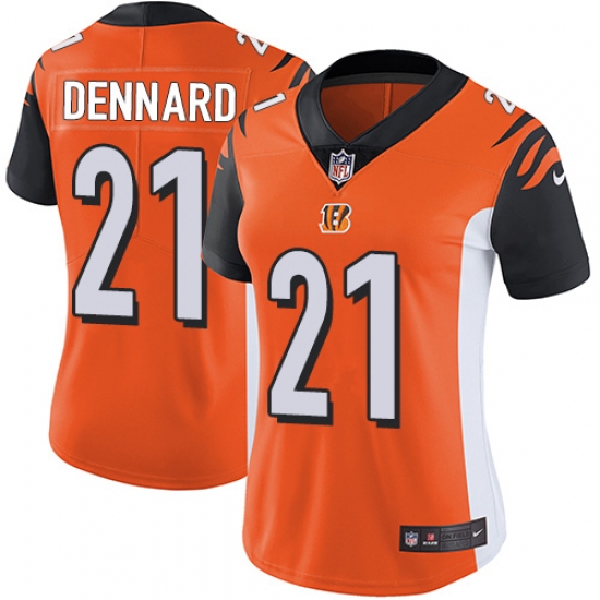Women's Nike Cincinnati Bengals #21 Darqueze Dennard Vapor Untouchable Limited Orange Alternate NFL Jersey - Ujersey