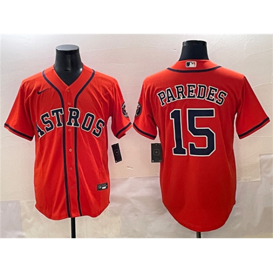 Men's Houston Astros #15 Isaac Paredes Orange Cool Base Stitched Baseball Jersey - Ujersey