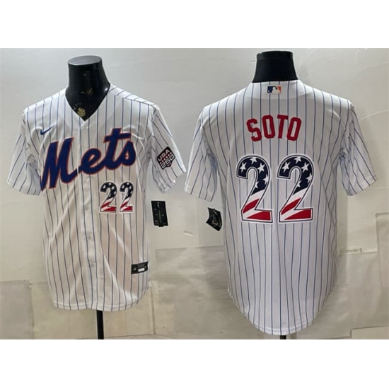 Men's New York Mets #22 Juan Soto White USA 250 Fourth of July Home Stitched Baseball Jersey - Ujersey