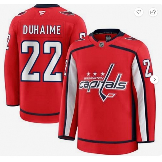Men's Washington Capitals#22 Brandon Duhaime Red 2024-25 Home Stitched Hockey Jersey - Ujersey