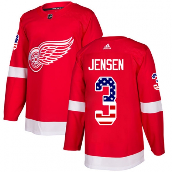Men's Adidas Detroit Red Wings #3 Nick Jensen Authentic Red USA Flag Fashion NHL Jersey - Ujersey