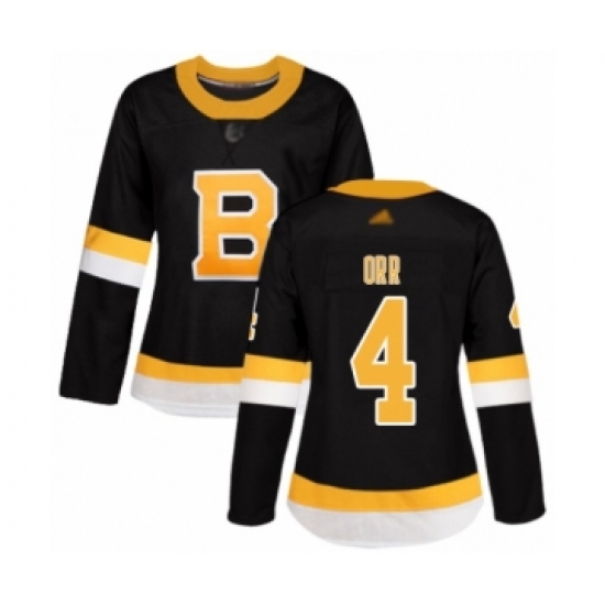 Women's Boston Bruins #4 Bobby Orr Authentic Black Alternate Hockey Jersey - Ujersey