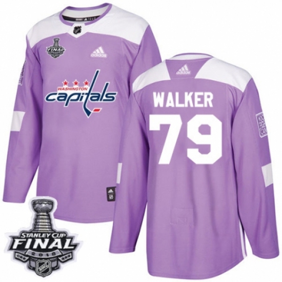 Youth Adidas Washington Capitals #79 Nathan Walker Authentic Purple Fights Cancer Practice 2018 Stanley Cup Final NHL Jersey - Ujersey