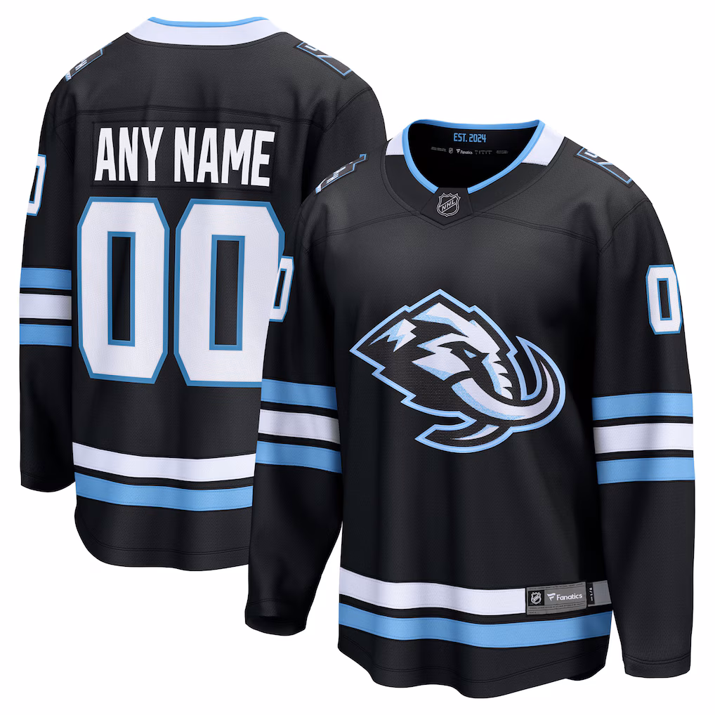 Men's Utah Mammoth Fanatics Black Home Breakaway Custom Jersey - Ujersey Shop