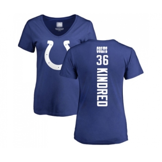 Football Women's Indianapolis Colts #36 Derrick Kindred Royal Blue Backer T-Shirt - Ujersey