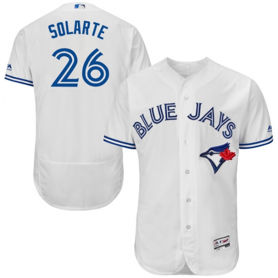 Men's Majestic Toronto Blue Jays #26 Yangervis Solarte White Home Flex Base Authentic Collection MLB Jersey - Ujersey