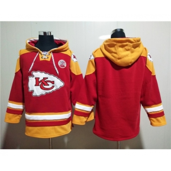 Men's Kansas City Chiefs Blank Red Lace-Up Pullover Hoodie - Ujersey