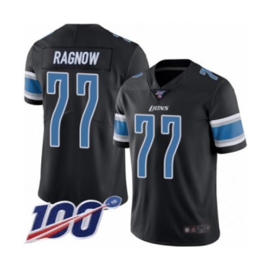 Men's Detroit Lions #77 Frank Ragnow Limited Black Rush Vapor Untouchable 100th Season Football Jersey - Ujersey
