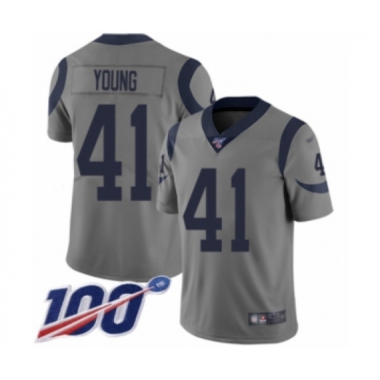 Men's Los Angeles Rams #41 Kenny Young Limited Gray Inverted Legend 100th Season Football Jersey - Ujersey