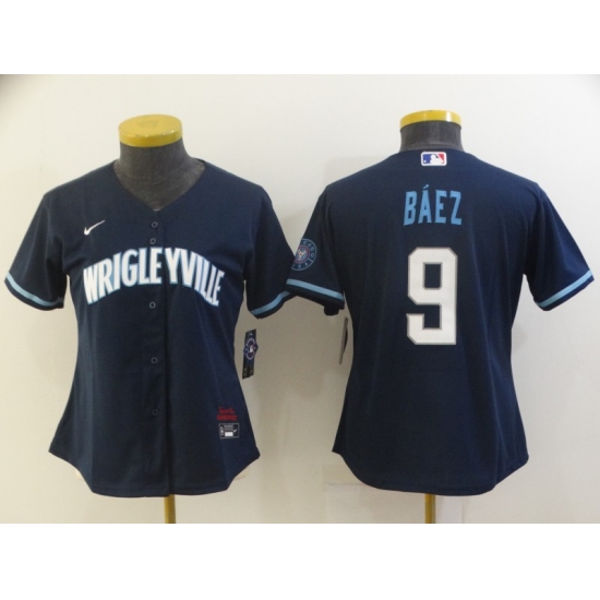 Women's Nike Chicago Cubs #9 Javier Baez Navy City Royal Alternate Stitched Baseball Jersey - Ujersey