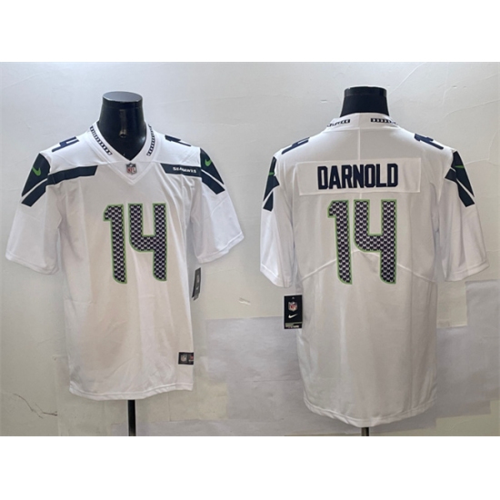 Men's Seattle Seahawks #14 Sam Darnold White 2025 Vapor Limited Football Stitched Jersey - Ujersey