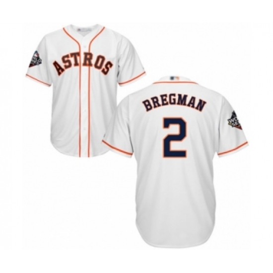 Youth Houston Astros #2 Alex Bregman Authentic White Home Cool Base 2019 World Series Bound Baseball Jersey - Ujersey