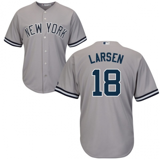 Youth Majestic New York Yankees #18 Don Larsen Replica Grey Road MLB Jersey - Ujersey