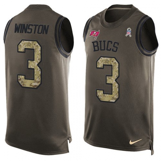Men's Nike Tampa Bay Buccaneers #3 Jameis Winston Limited Green Salute to Service Tank Top NFL Jersey - Ujersey