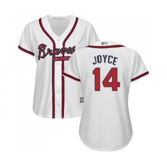 Women's Atlanta Braves #14 Matt Joyce Replica White Home Cool Base Baseball Jersey - Ujersey