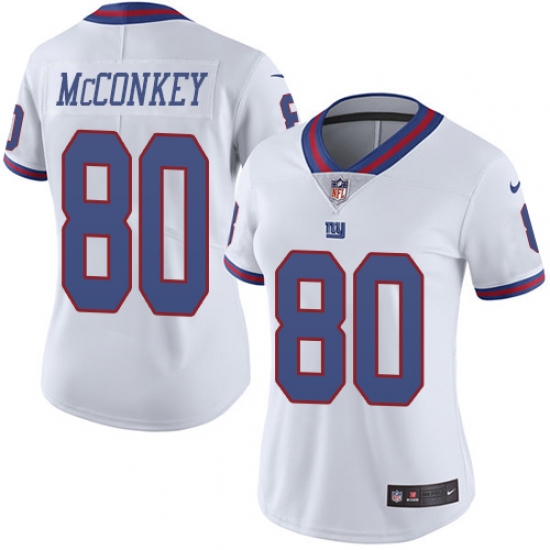 Women's Nike New York Giants #80 Phil McConkey Limited White Rush Vapor Untouchable NFL Jersey - Ujersey