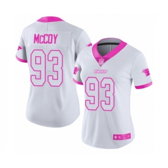 Women's Carolina Panthers #93 Gerald McCoy Limited White Pink Rush Fashion Football Jersey - Ujersey
