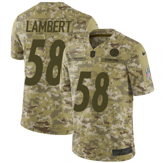 Youth Nike Pittsburgh Steelers #58 Jack Lambert Limited Camo 2018 Salute to Service NFL Jersey - Ujersey