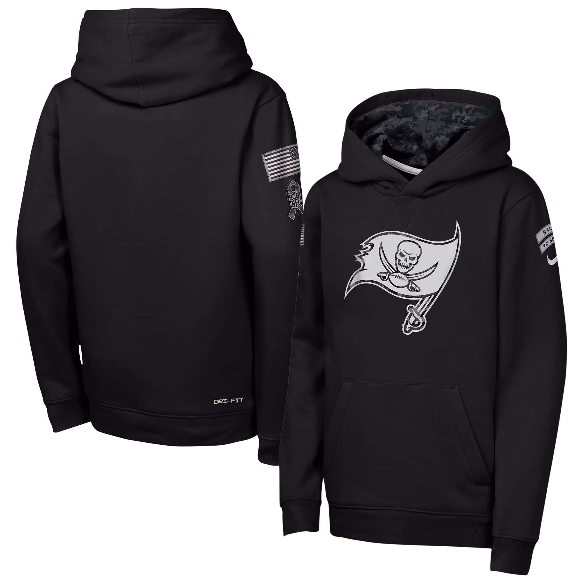 Youth Tampa Bay Buccaneers  Nike Black 2026 Salute to Service Club Fleece Pullover Hoodie