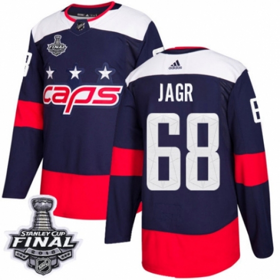 Men's Adidas Washington Capitals #68 Jaromir Jagr Authentic Navy Blue 2018 Stadium Series 2018 Stanley Cup Final NHL Jersey - Ujersey