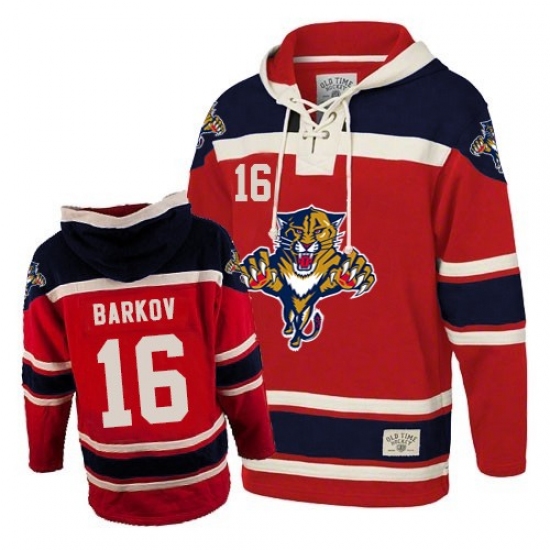 Men's Old Time Hockey Florida Panthers #16 Aleksander Barkov Premier Red Sawyer Hooded Sweatshirt NHL Jersey - Ujersey