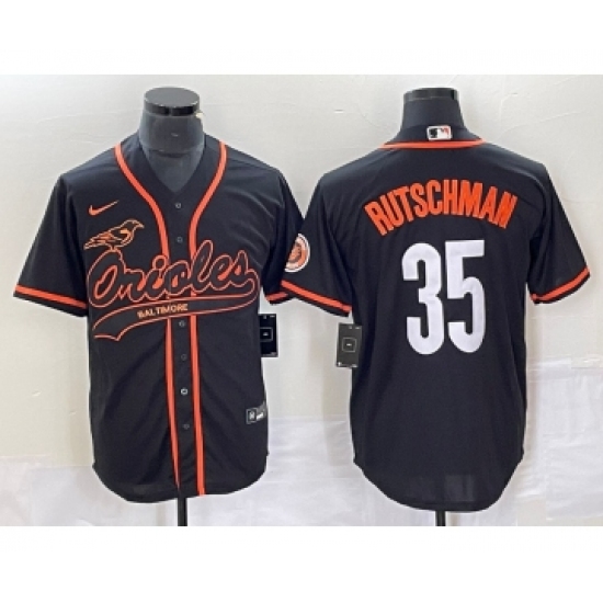 Men's Baltimore Orioles #35 Adley Rutschman Black Cool Base Stitched Baseball Jersey - Ujersey