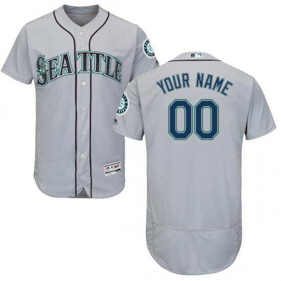 Men's Seattle Mariners Majestic Road Gray Flex Base Authentic Collection Custom Jersey - Ujersey