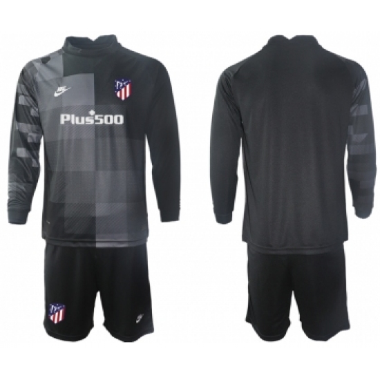Men 2021-2022 Club Atletico Madrid black goalkeeper Long Sleeve blank Soccer Jersey