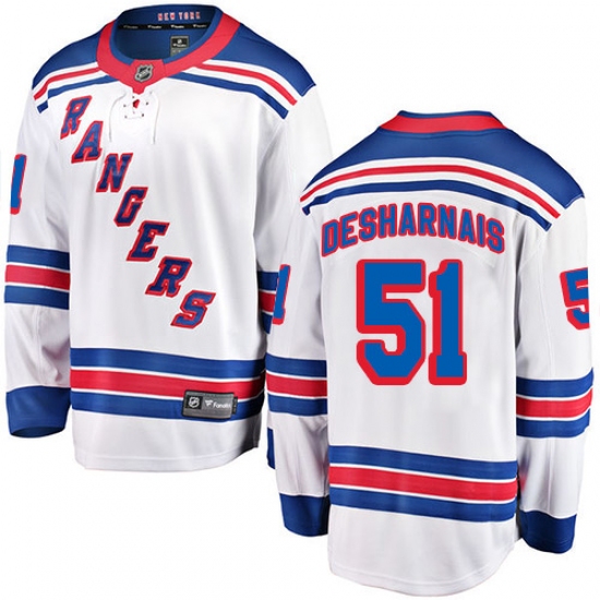 Men's New York Rangers #51 David Desharnais Fanatics Branded White Away Breakaway NHL Jersey - Ujersey